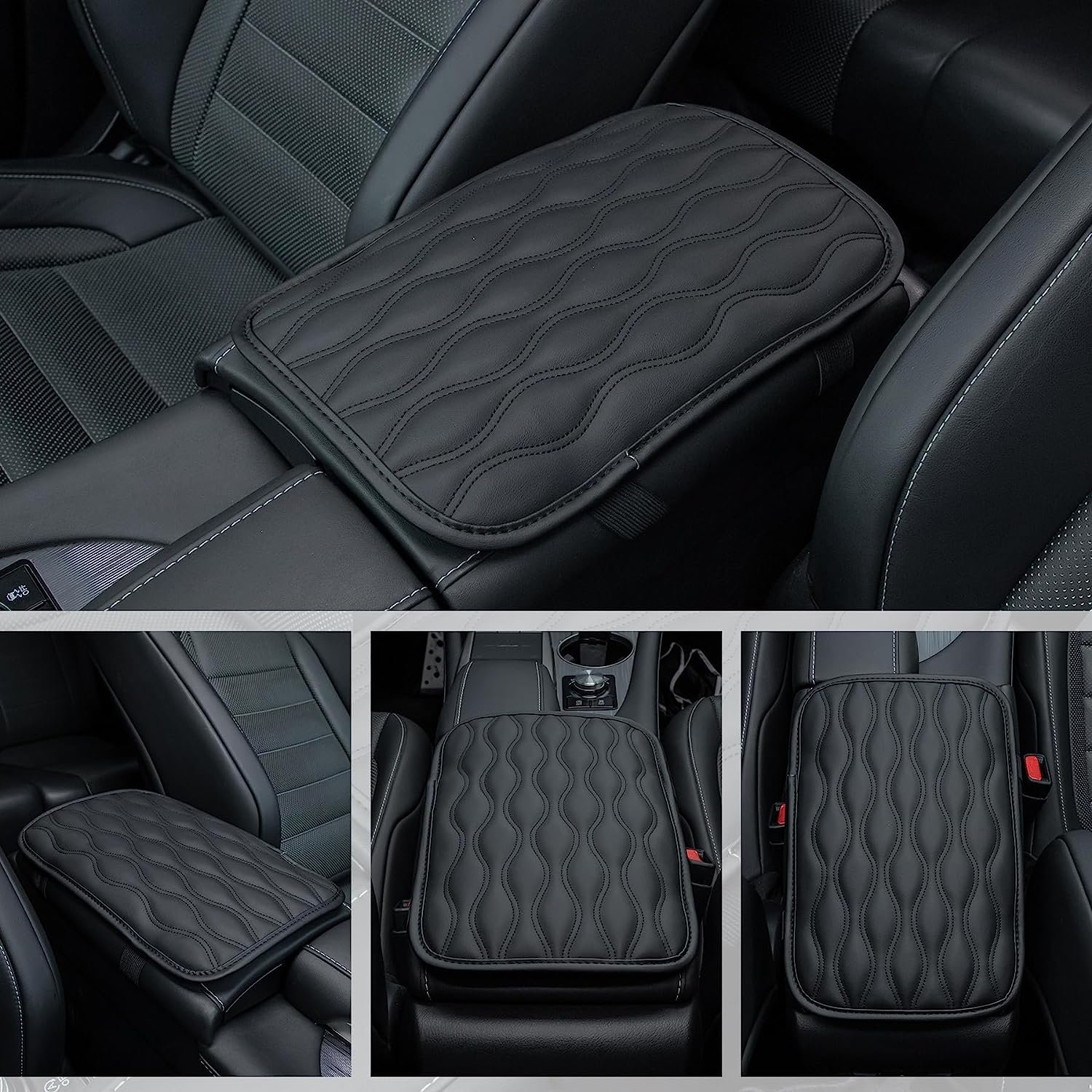 Waterproof Car Center Armrest PU Diamond Cushion General Purpose Front Console Accessory