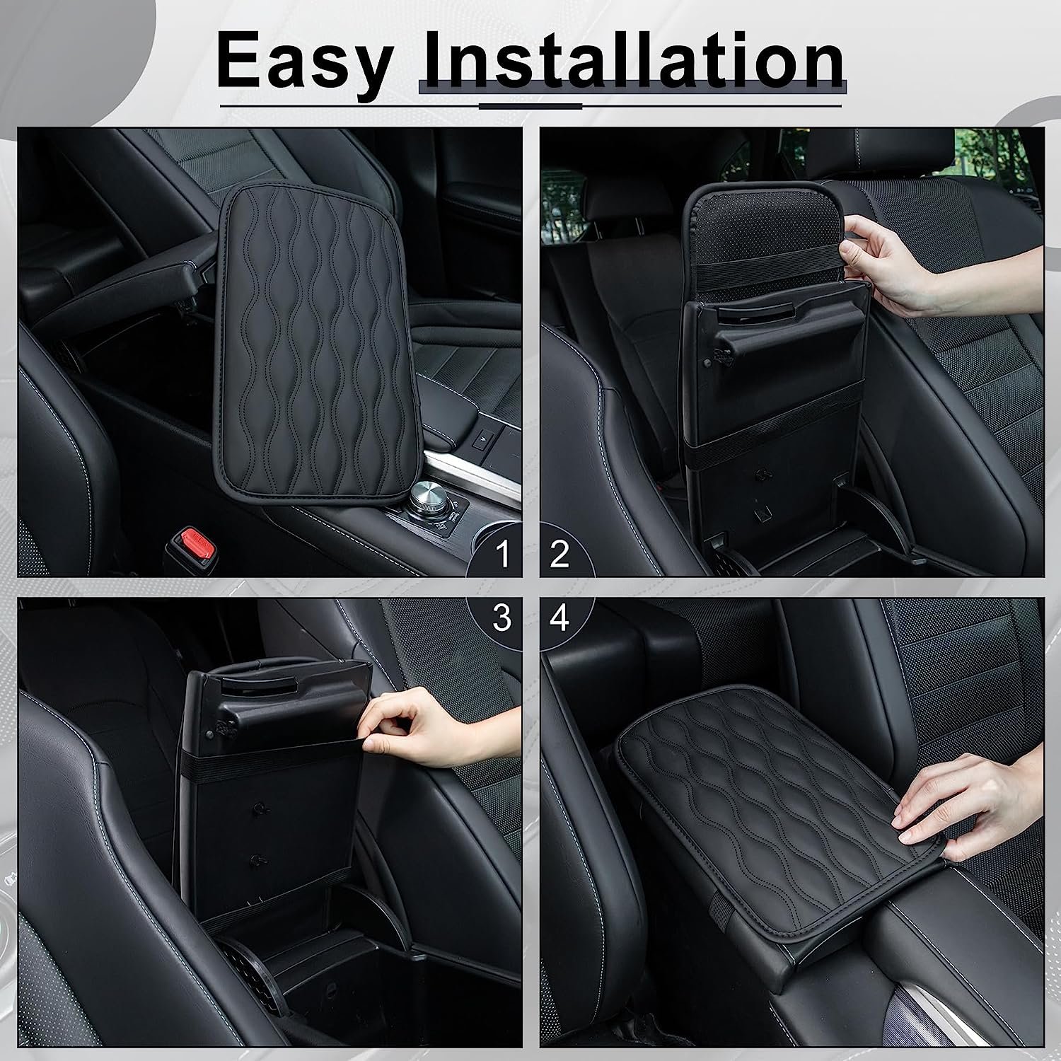 Waterproof Car Center Armrest PU Diamond Cushion General Purpose Front Console Accessory