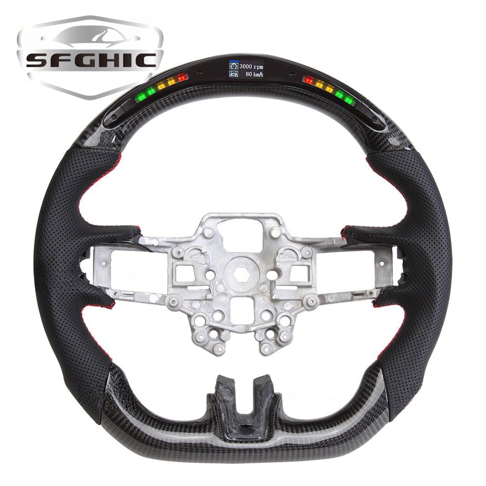 High Quality Car Steering Wheel For Ford Mustang Ecoboost Shelby GT500 2012 2018 LED RPM Real Carbon Fiber Steering Wheel