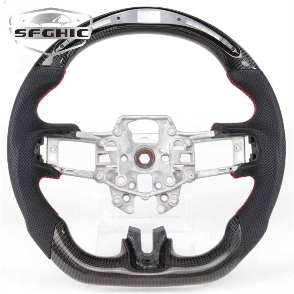 High Quality Car Steering Wheel For Ford Mustang Ecoboost Shelby GT500 2012 2018 LED RPM Real Carbon Fiber Steering Wheel