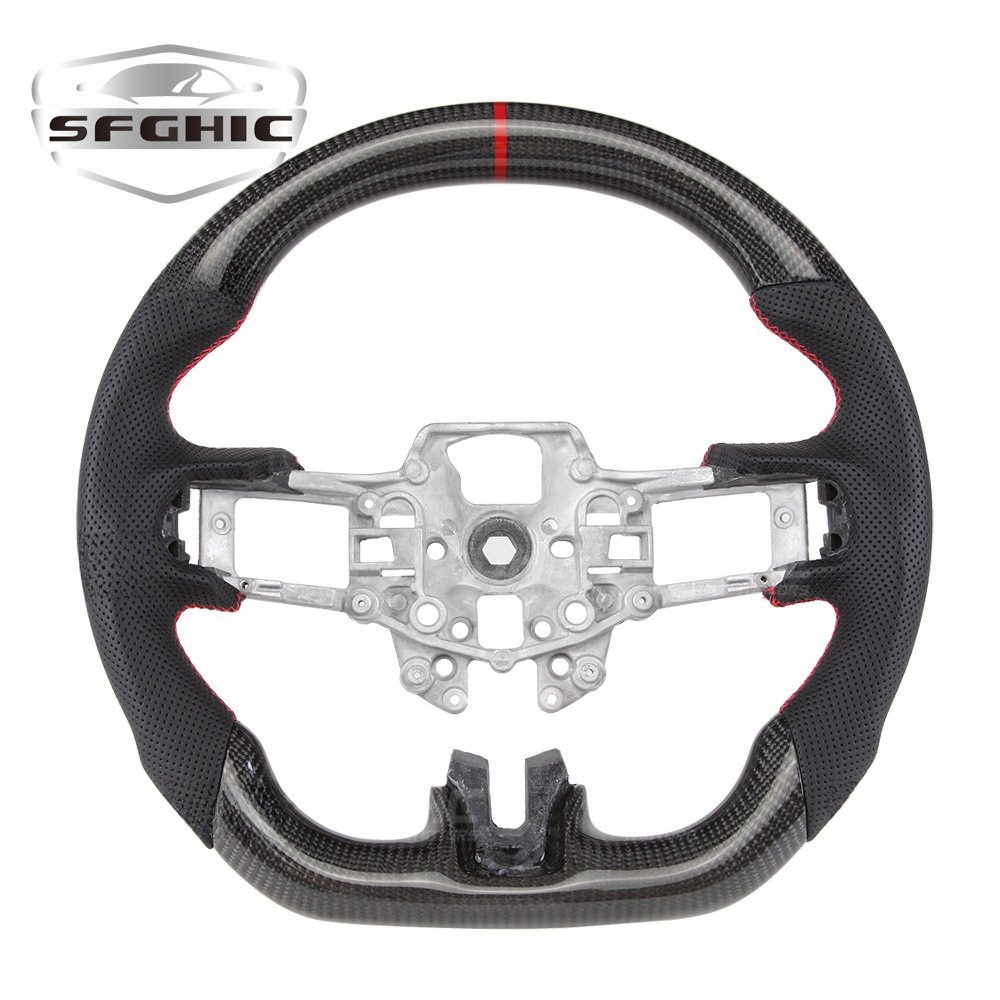High Quality Car Steering Wheel For Ford Mustang Ecoboost Shelby GT500 2012 2018 LED RPM Real Carbon Fiber Steering Wheel
