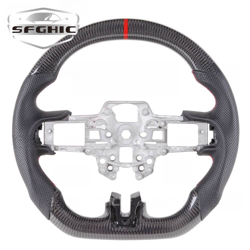 High Quality Car Steering Wheel For Ford Mustang Ecoboost Shelby GT500 2012 2018 LED RPM Real Carbon Fiber Steering Wheel