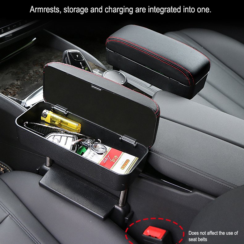 Rotatable Console Storage Box Wireless Charging Rechargeable Auto Arm Rest Universal Car Armrest With USB