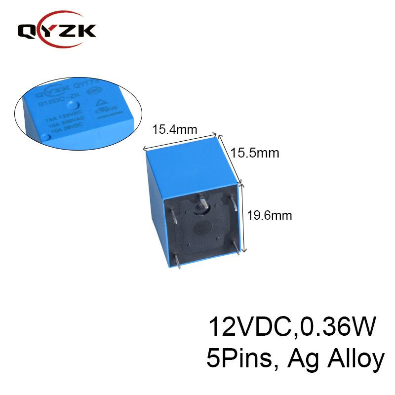 QYZK QYT73-012DC-ZK 5pins 10A 15A SPDT JQC-3F HF3FF T73 Sugar Cube 5VDC 12VDC 24VDC 5v 12v 24v SRD-12V SRD SRD-12VDC-SL-C Relay