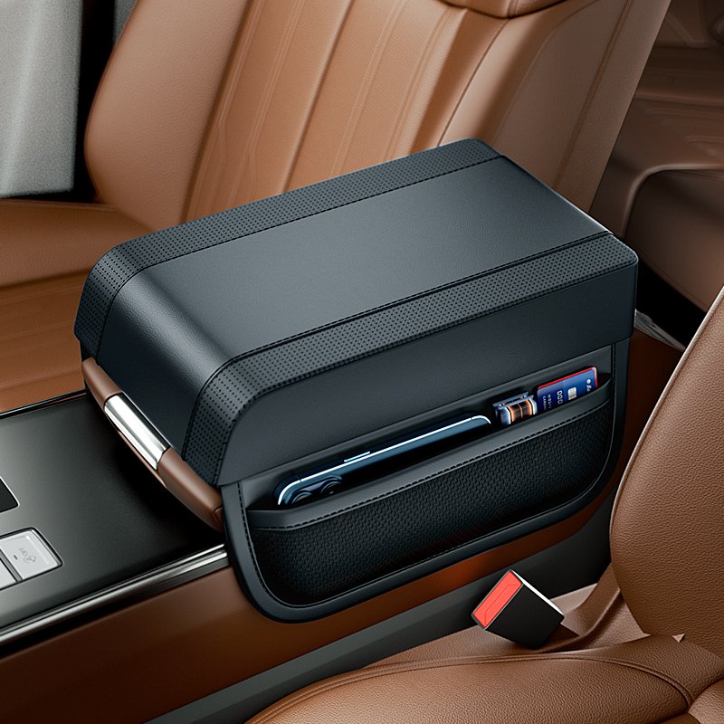 PU Leather Car Center Console Box Armrest Elevated Console Box Car Armrest Universal