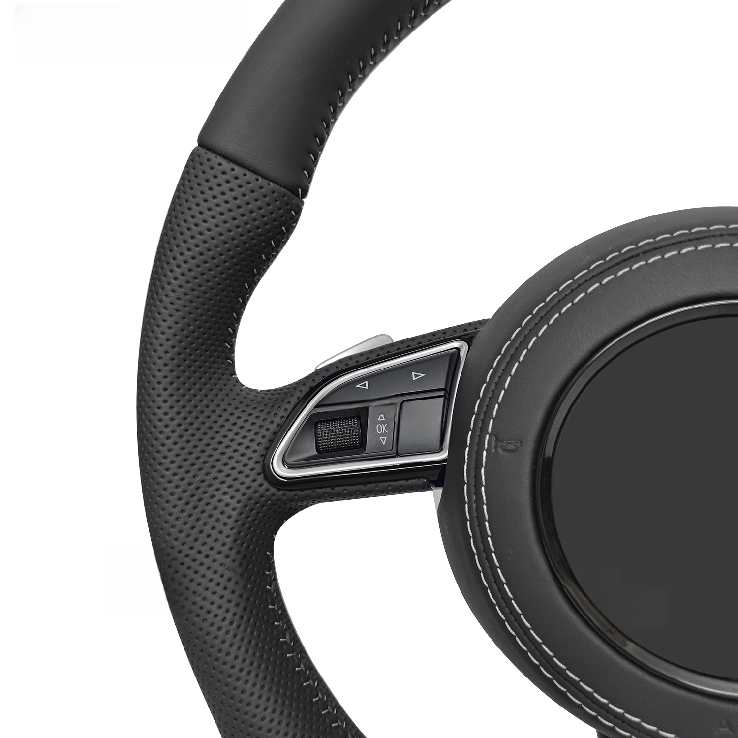 Hand-sewn black leather steering wheel carbon fiber perforated leather steering wheel modification accessories