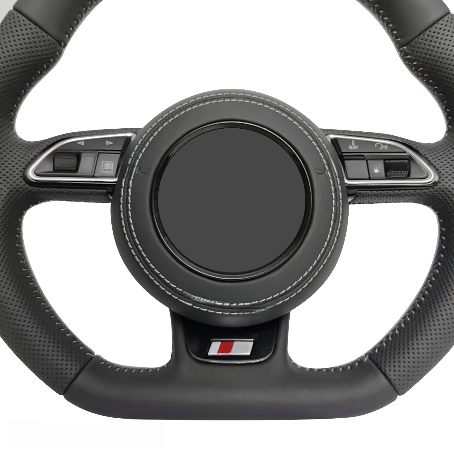 Hand-sewn black leather steering wheel carbon fiber perforated leather steering wheel modification accessories