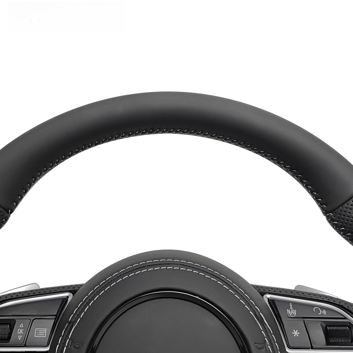 Hand-sewn black leather steering wheel carbon fiber perforated leather steering wheel modification accessories