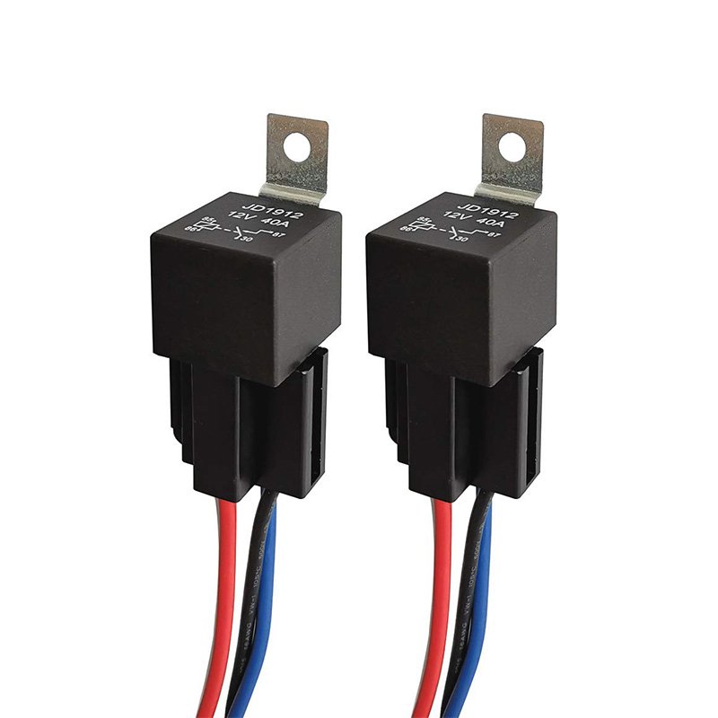 Car Relay Harness 12V 40A 4 Pin SPST 12AWG Harness Sockets with Color Labeled Wires for Automotive Truck Van Motorcycle Boat