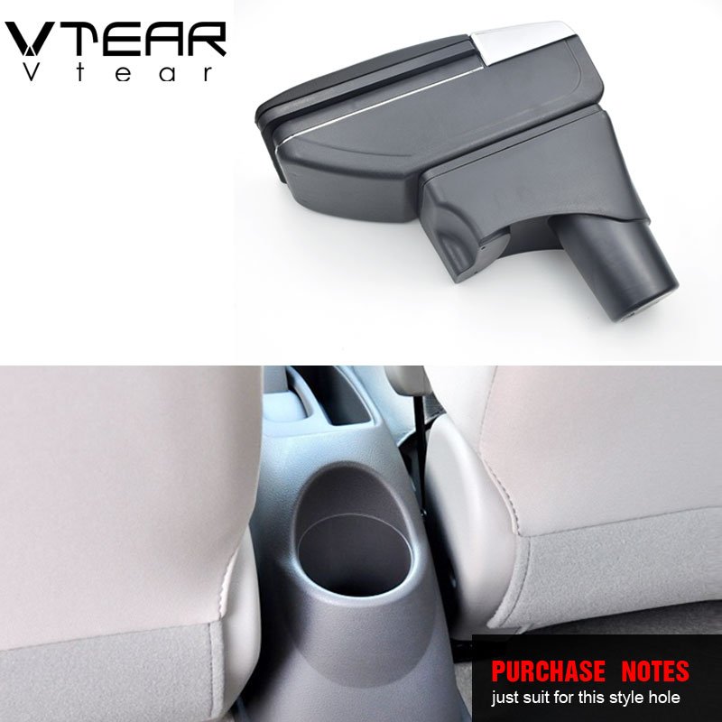 Vtear for Nissan Sunny/Versa Armrest Leather Central Store Storage Box Red Thread Car-styling ABS Arm Rest Accessories 11-16
