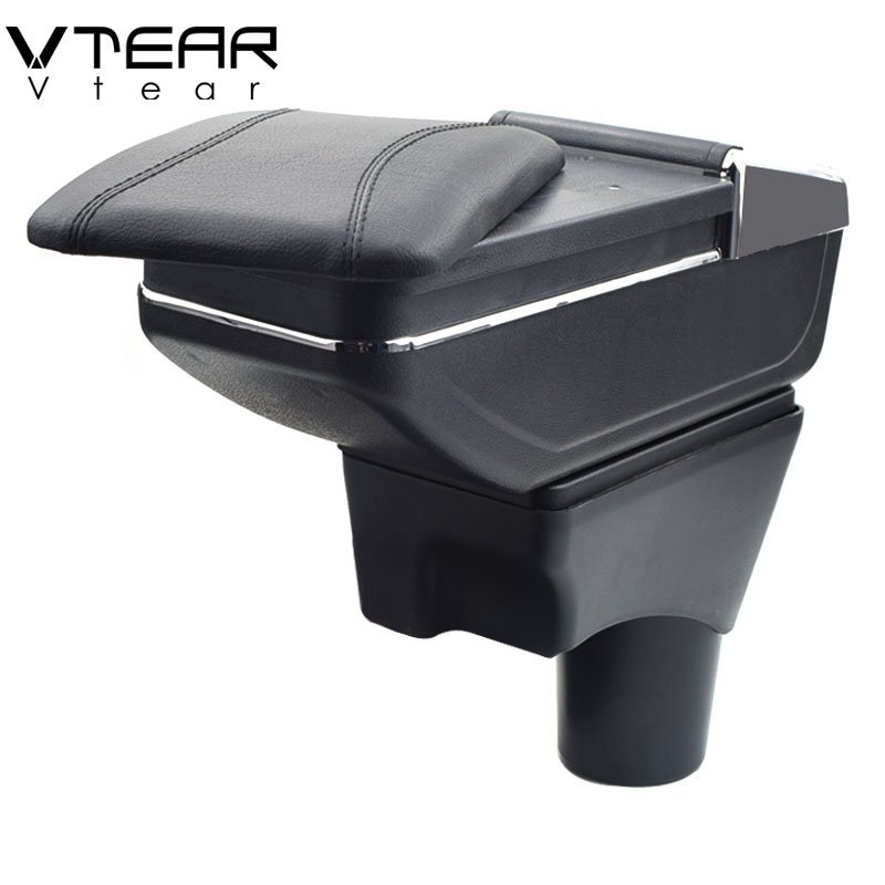 Vtear for Nissan Sunny/Versa Armrest Leather Central Store Storage Box Red Thread Car-styling ABS Arm Rest Accessories 11-16
