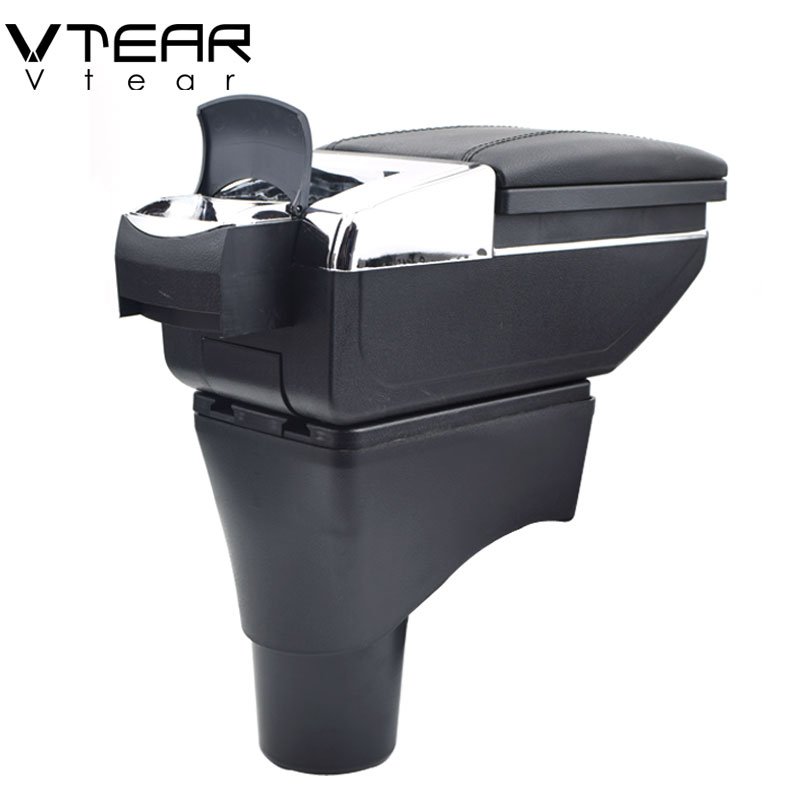 Vtear for Nissan Sunny/Versa Armrest Leather Central Store Storage Box Red Thread Car-styling ABS Arm Rest Accessories 11-16
