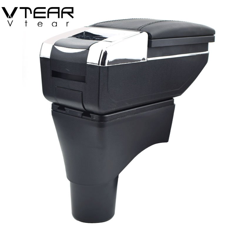 Vtear for Nissan Sunny/Versa Armrest Leather Central Store Storage Box Red Thread Car-styling ABS Arm Rest Accessories 11-16