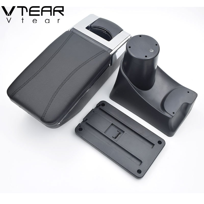 Vtear for Nissan Sunny/Versa Armrest Leather Central Store Storage Box Red Thread Car-styling ABS Arm Rest Accessories 11-16