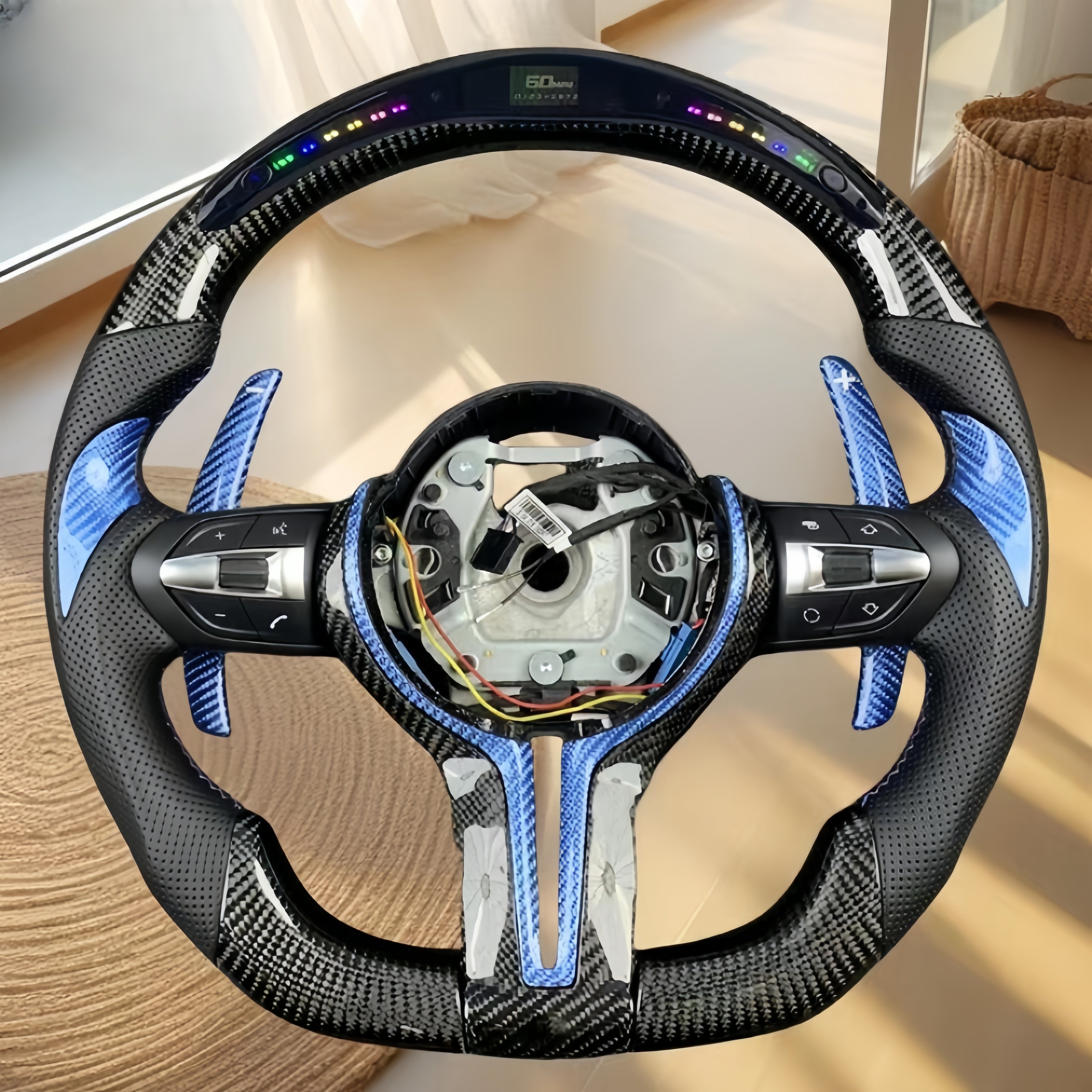 Custom Leather Carbon Fiber Smart LED M Sport Steering Wheel For BMW E90 E60 E46 F30 F10 M2 M3 M4 M5 M6 X5 F30 High Quality