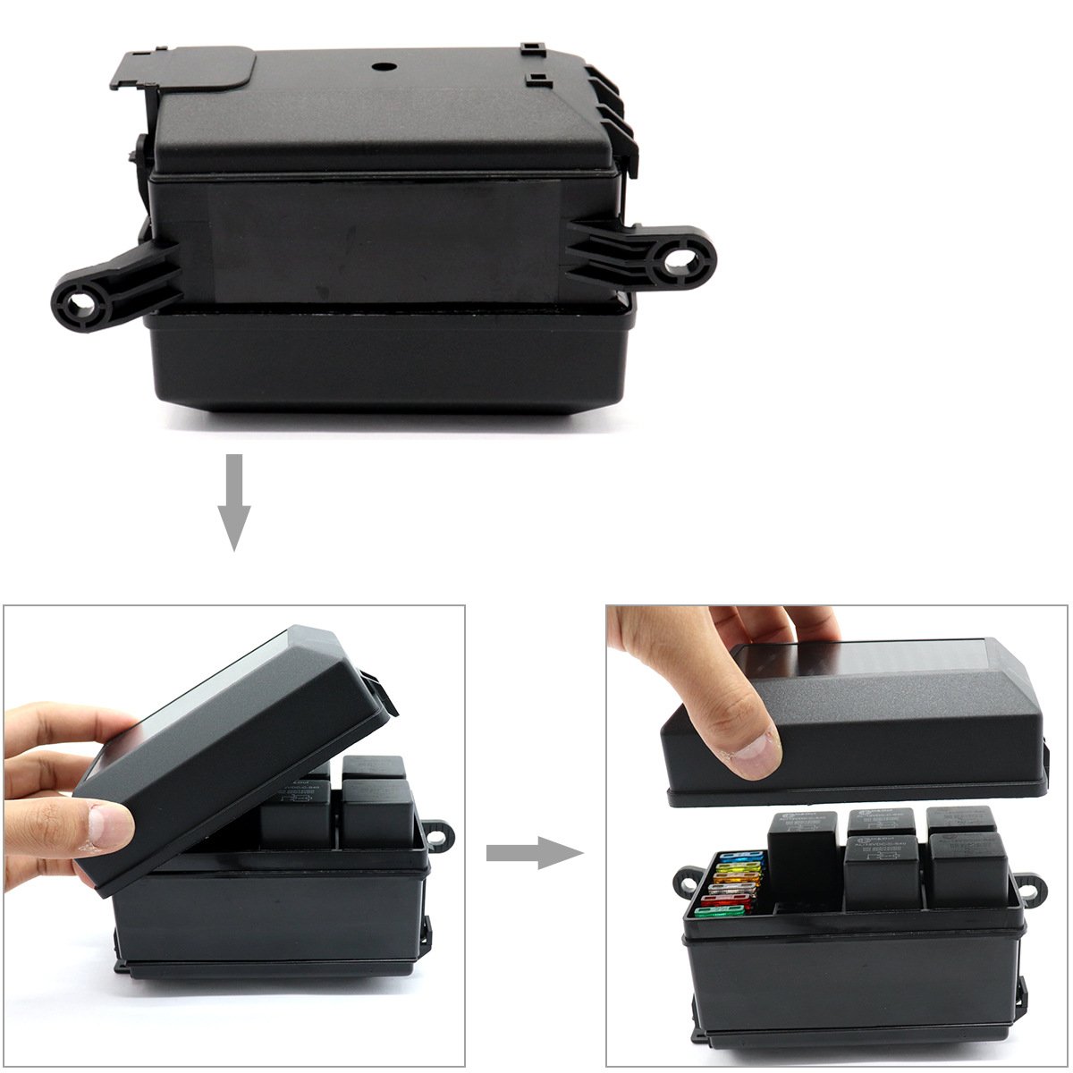 ATC/ATO 12V Electrical Relay Fuse Box 6 Way Blade Fuse and Relay Box Waterproof Fuse Relay Box for Automotive