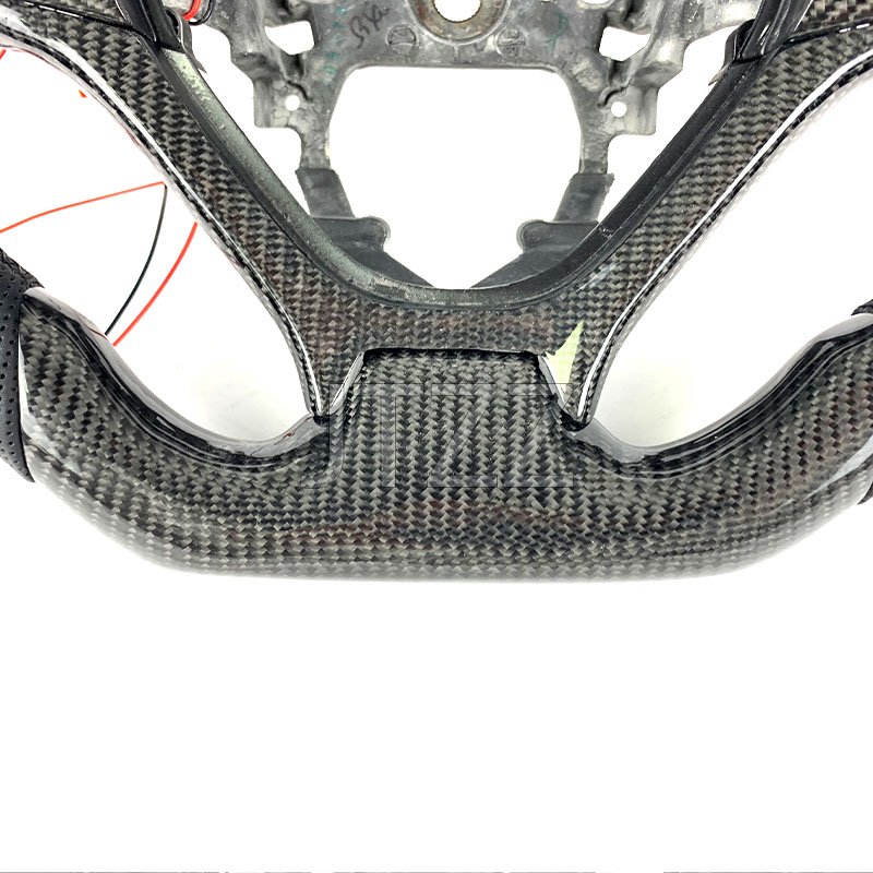 Customized FOR Honda Civic 2007-2015 9th LED display screen black carbon fiber perforated leather style car steering wheel