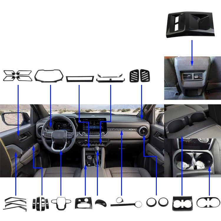Carbon Fiber Style Car Accessories Decorative Cover for 2023 2024 Pickup chevrolet chevy Colorado Decoration Accessories