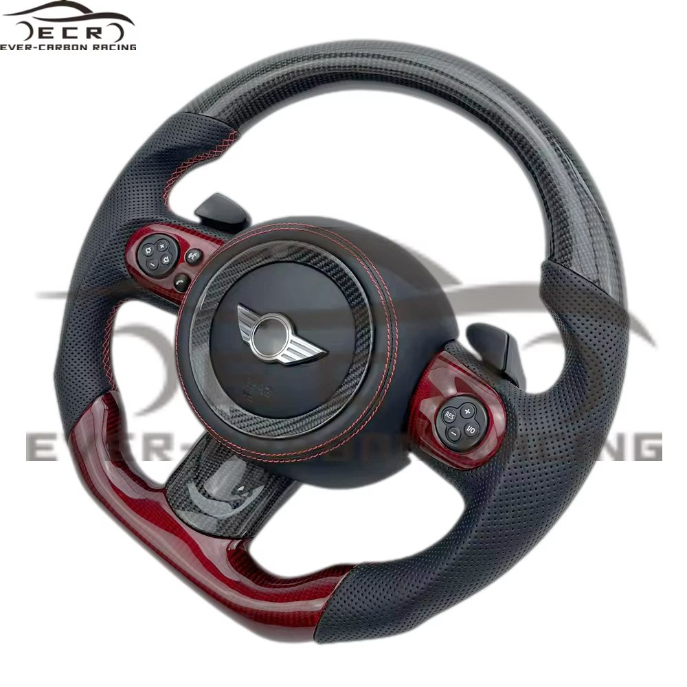 Ever-Carbon Racing ECR Custom Design Red Carbon Fiber Steering Wheel For Mini Cooper R53 Steering Wheel