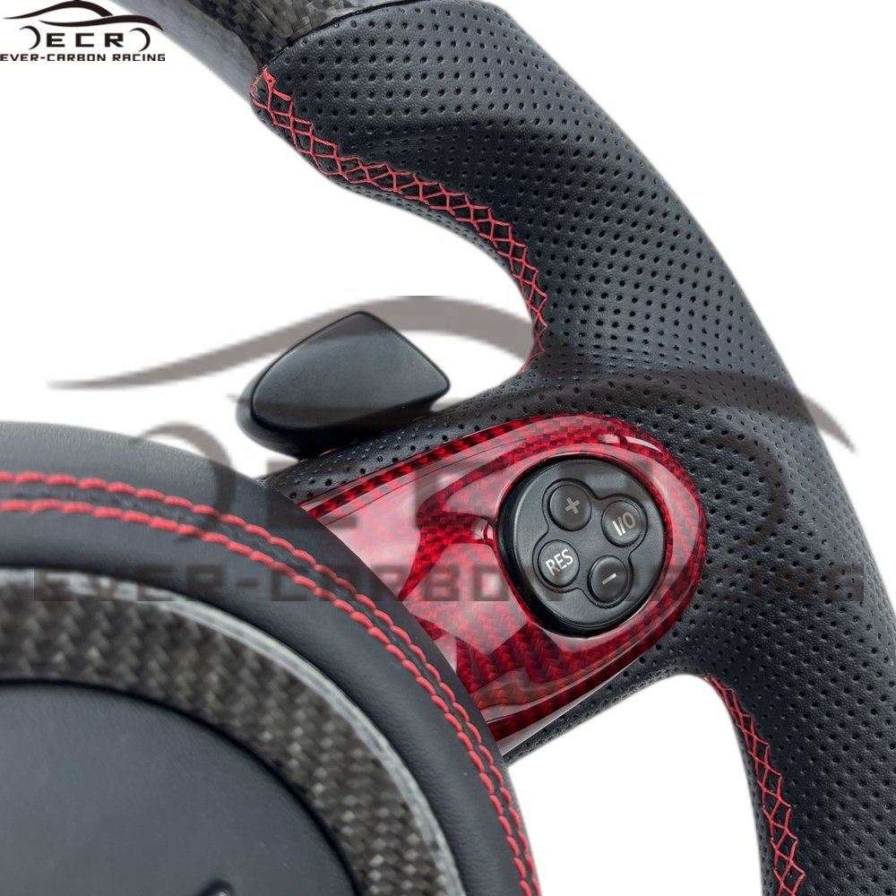 Ever-Carbon Racing ECR Custom Design Red Carbon Fiber Steering Wheel For Mini Cooper R53 Steering Wheel