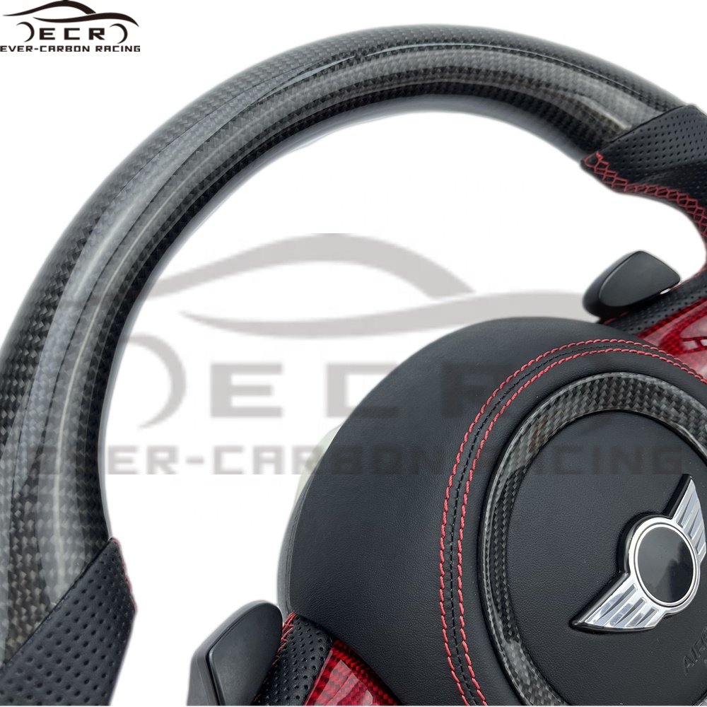 Ever-Carbon Racing ECR Custom Design Red Carbon Fiber Steering Wheel For Mini Cooper R53 Steering Wheel