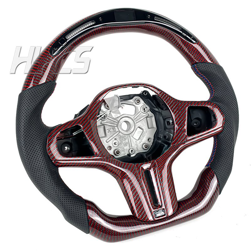 Car interior accessories LED display red carbon fiber steering wheel suitable for BMW G series steering wheel G30