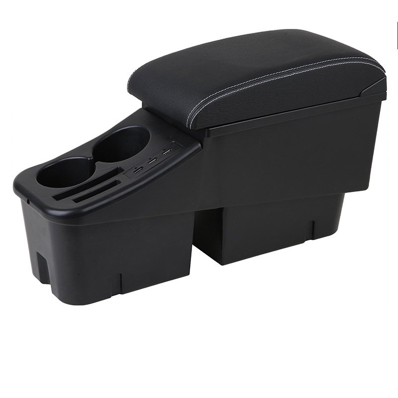 New Revision Universal Central Car Armrest Storage Box Cup Holder Ashtray Modification Adjustable Double Auto Armrest Box