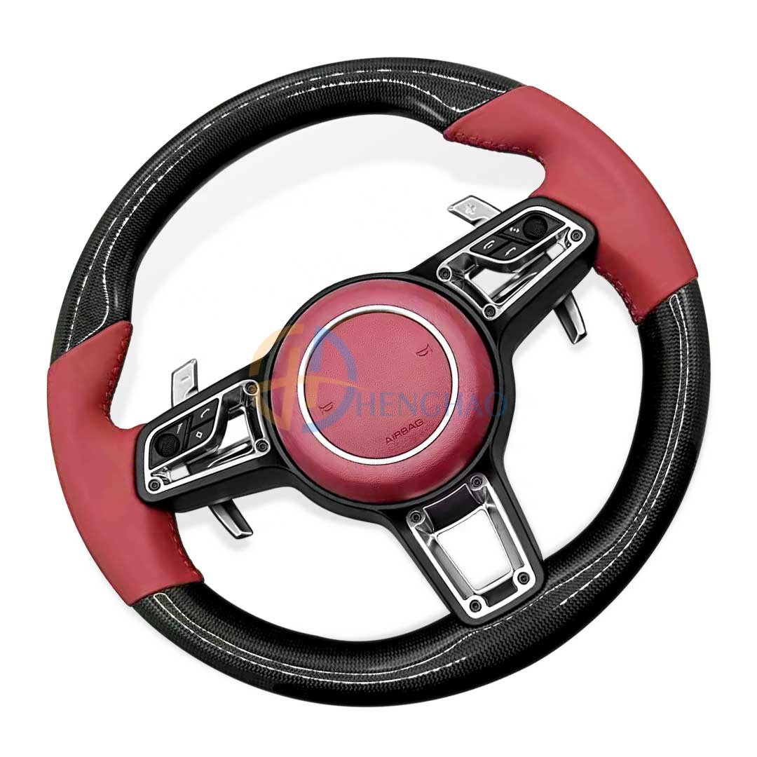 Custom Car Carbon Steering Wheel For Porsche Cayenne 718 991 911 Cayman Panamera Macan Upgraded Carbon Fiber Steering Wheel