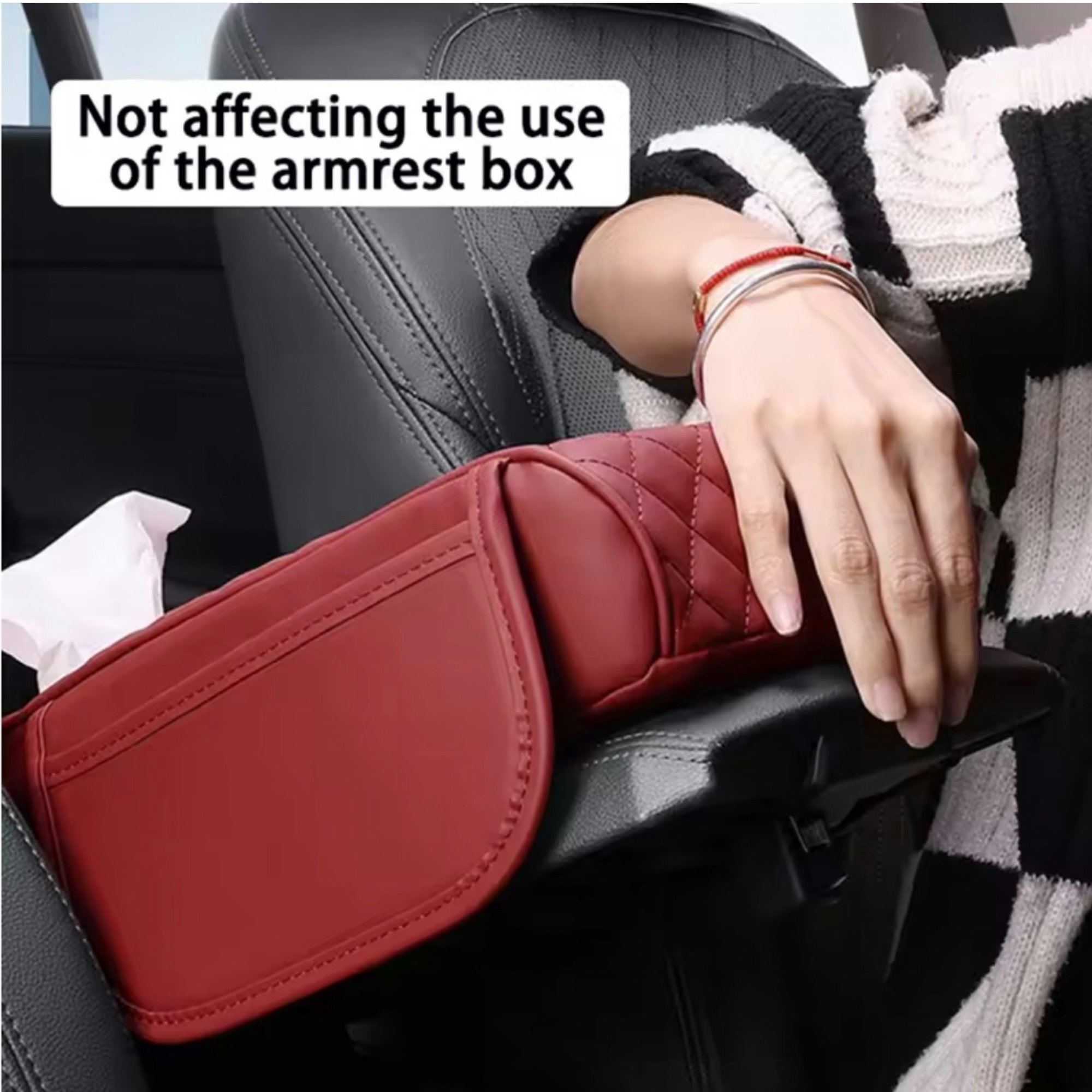 Multifunctional Thicken Car Armrest Storage Box Height Pad Universal Leather Memory Foam Auto Center Armrest Protective Cushion