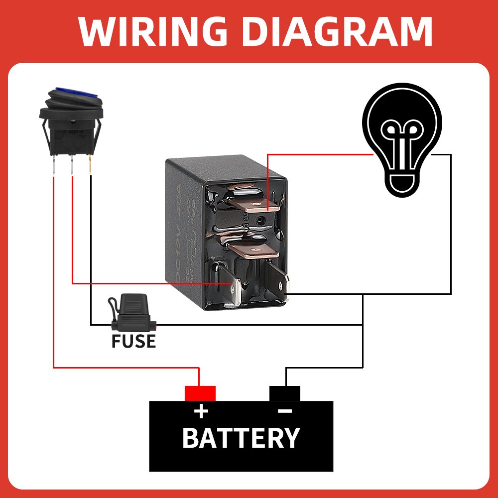 SPST 12V Auto Relay 40A Relay 4 Pin High Electrical Conductivity Relay for Car Automotive Replacement Accessories