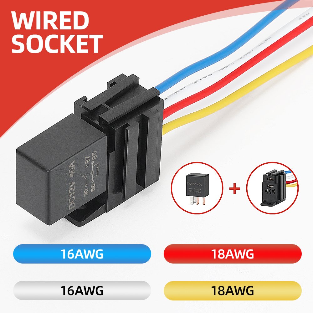 SPST 12V Auto Relay 40A Relay 4 Pin High Electrical Conductivity Relay for Car Automotive Replacement Accessories