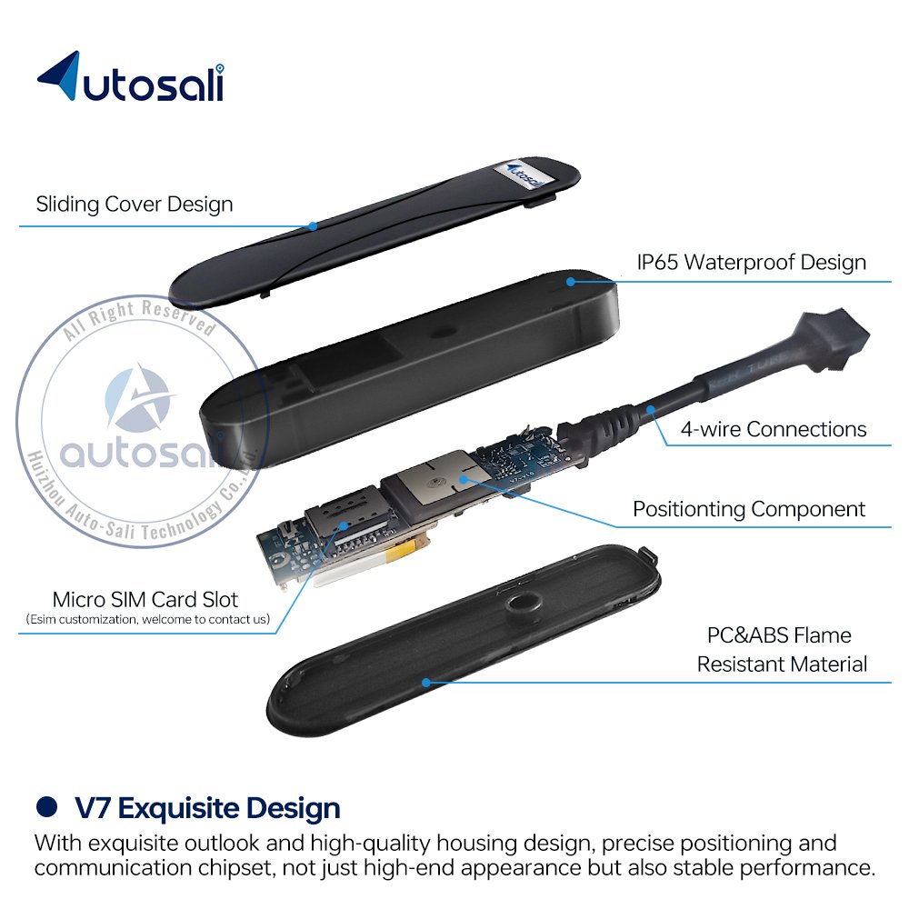 Auto-Sali V7 Rastreador GPS Para Auto ACC Detection Real Time GPS Tracker No Sim Card Fleet Management System