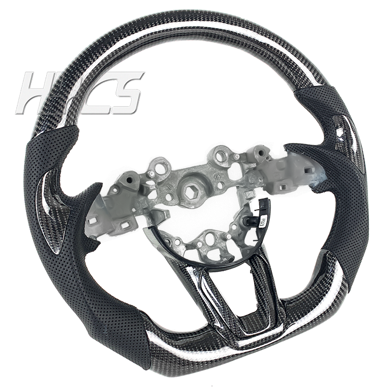 Custom Car Interior Accessories Carbon Fiber Steering Wheel Covered Perforated Leather For Mazda 3 2017 2018 2019