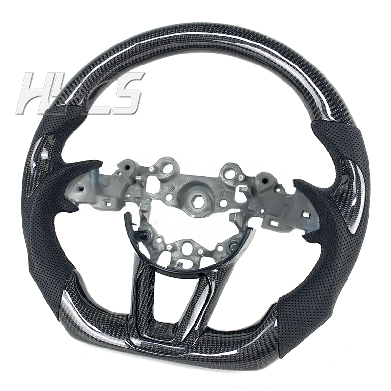 Custom Car Interior Accessories Carbon Fiber Steering Wheel Covered Perforated Leather For Mazda 3 2017 2018 2019