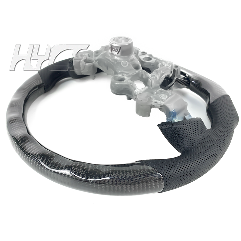 Custom Car Interior Accessories Carbon Fiber Steering Wheel Covered Perforated Leather For Mazda 3 2017 2018 2019