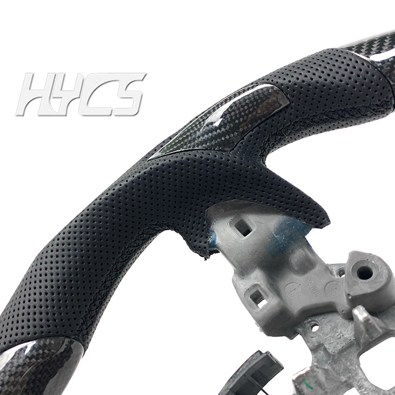 Custom Car Interior Accessories Carbon Fiber Steering Wheel Covered Perforated Leather For Mazda 3 2017 2018 2019