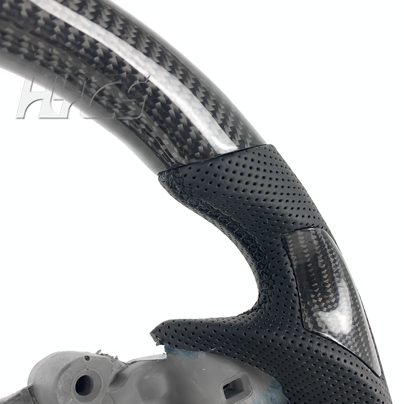 Custom Car Interior Accessories Carbon Fiber Steering Wheel Covered Perforated Leather For Mazda 3 2017 2018 2019