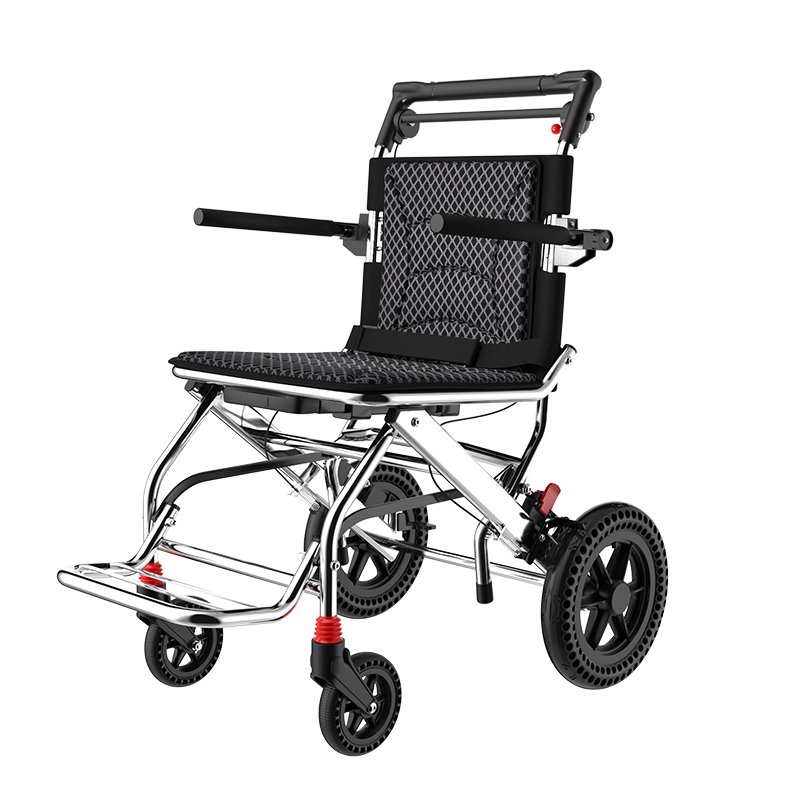 High Quality Foldable Wheelchair Flip-Up Armrest Portable Small Wheelchair Aluminum Alloy Wheelchair