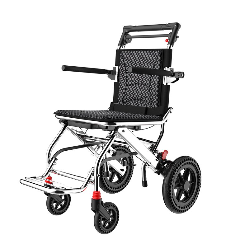 High Quality Foldable Wheelchair Flip-Up Armrest Portable Small Wheelchair Aluminum Alloy Wheelchair