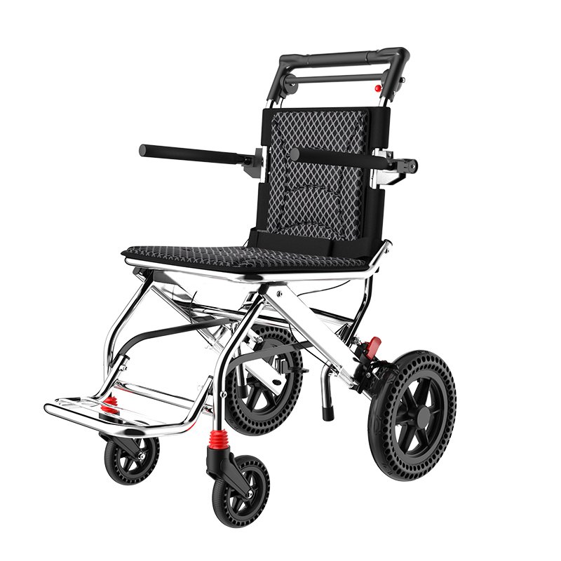 High Quality Foldable Wheelchair Flip-Up Armrest Portable Small Wheelchair Aluminum Alloy Wheelchair