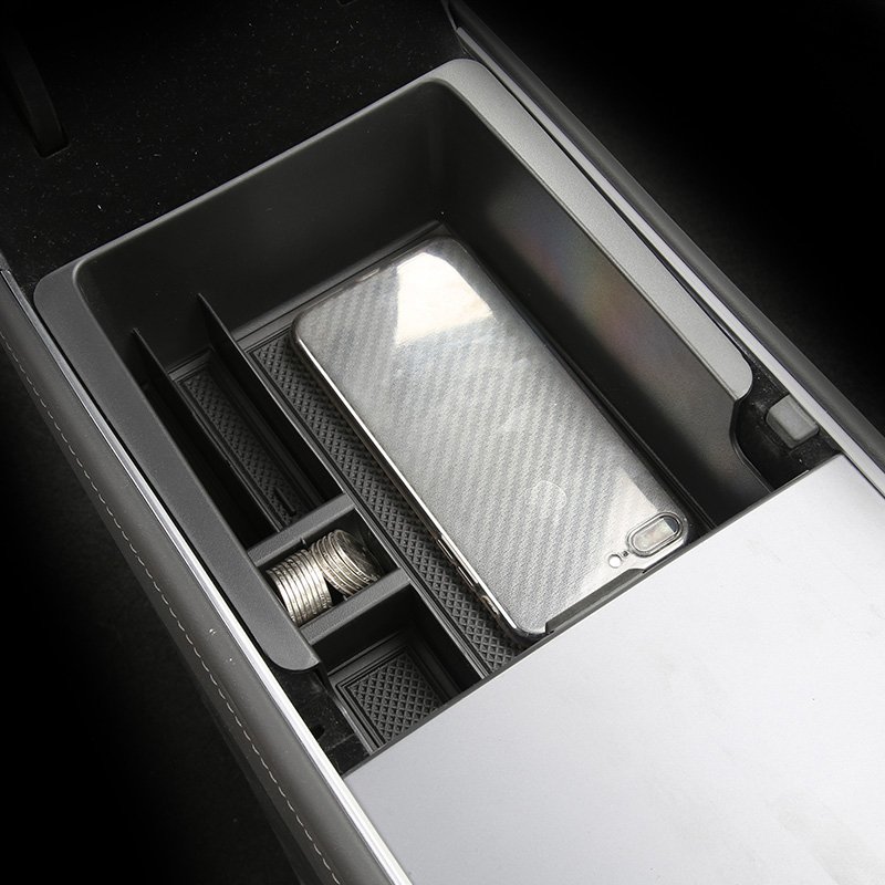 Car Interior Accessories Stowing Tidying Armrest Secondary Storage Box Tray Center Console Organizer for Teala Model 3/y 2021