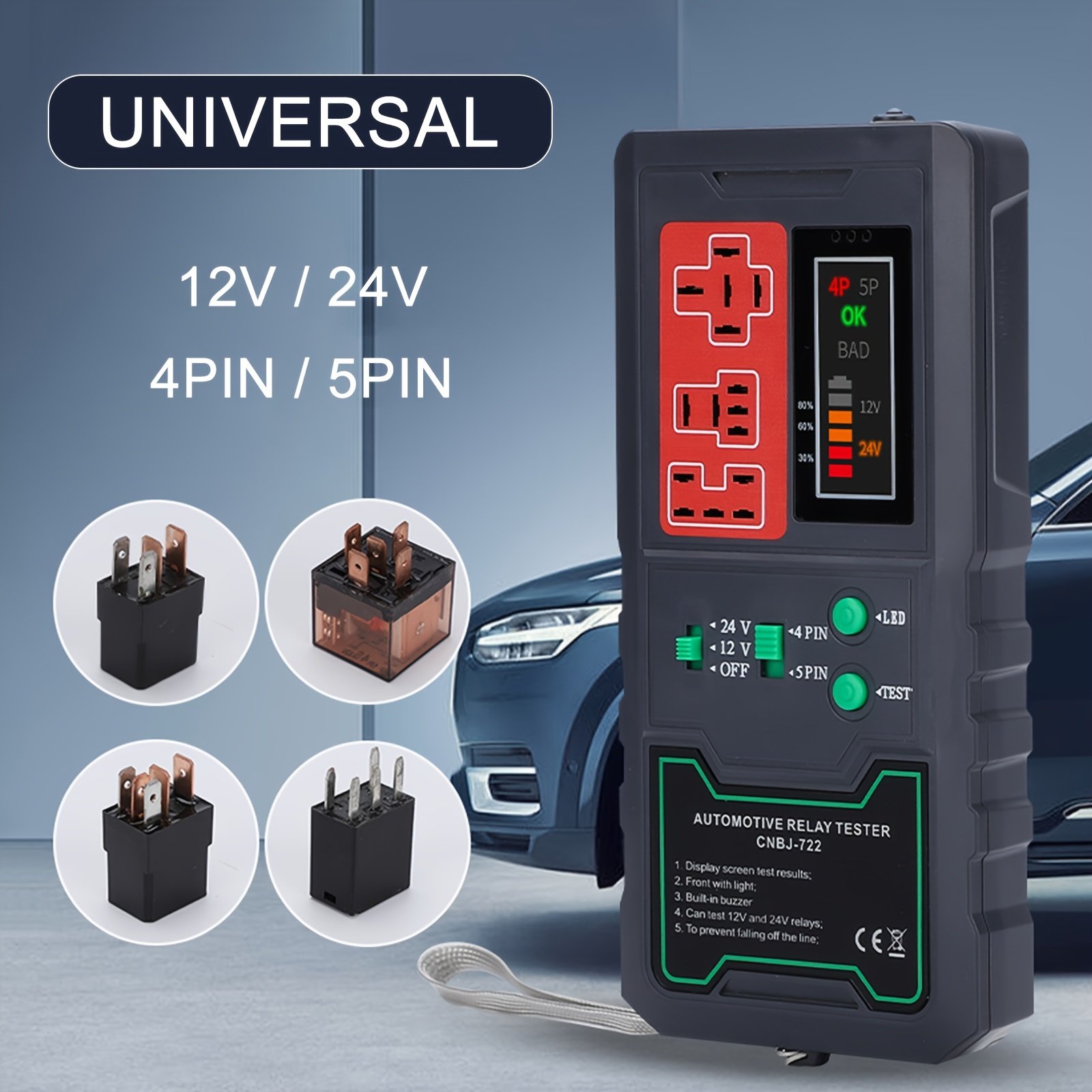 Universal Relay Tester Car Automotive 12v 24v Relays 4 Pin 5 Pin Diy Auto Relay Battery Circuit Checker Tool