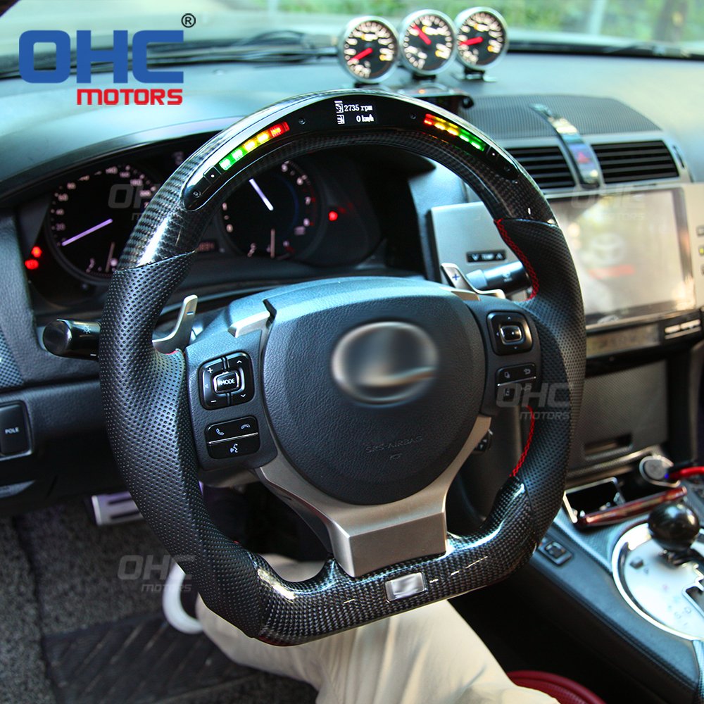 Carbon Fiber LED RPM Steering Wheel for 2014 2015 2016 2017 2018 2019 Lexus Gs NX 300 ISF is 250 CT200h GSF RCF Steering Wheel