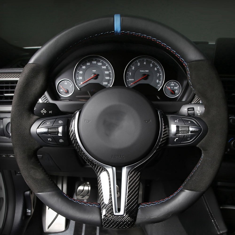 Custom Black Perforated Leather Carbon M Sport Steering Wheel for BMW F10 F30 F31 F32 F20 E92 E60 X6 E71 X5 E70 M3 M4 M5 M6