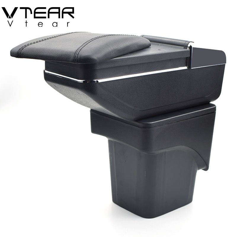 Vtear for Ford Focus 2 Armrest Leather Central Store Storage Box Red Thread Car-styling Interior ABS Arm Rest Accessories