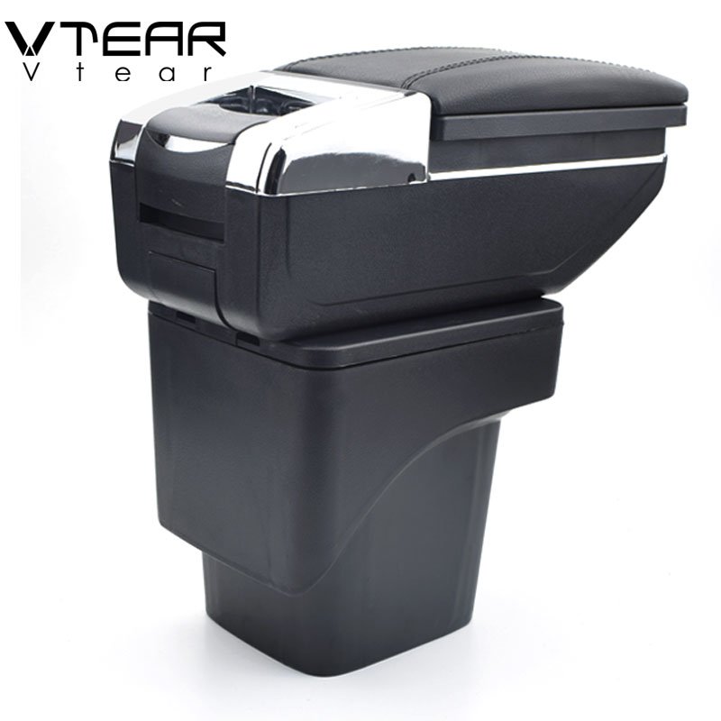 Vtear for Ford Focus 2 Armrest Leather Central Store Storage Box Red Thread Car-styling Interior ABS Arm Rest Accessories