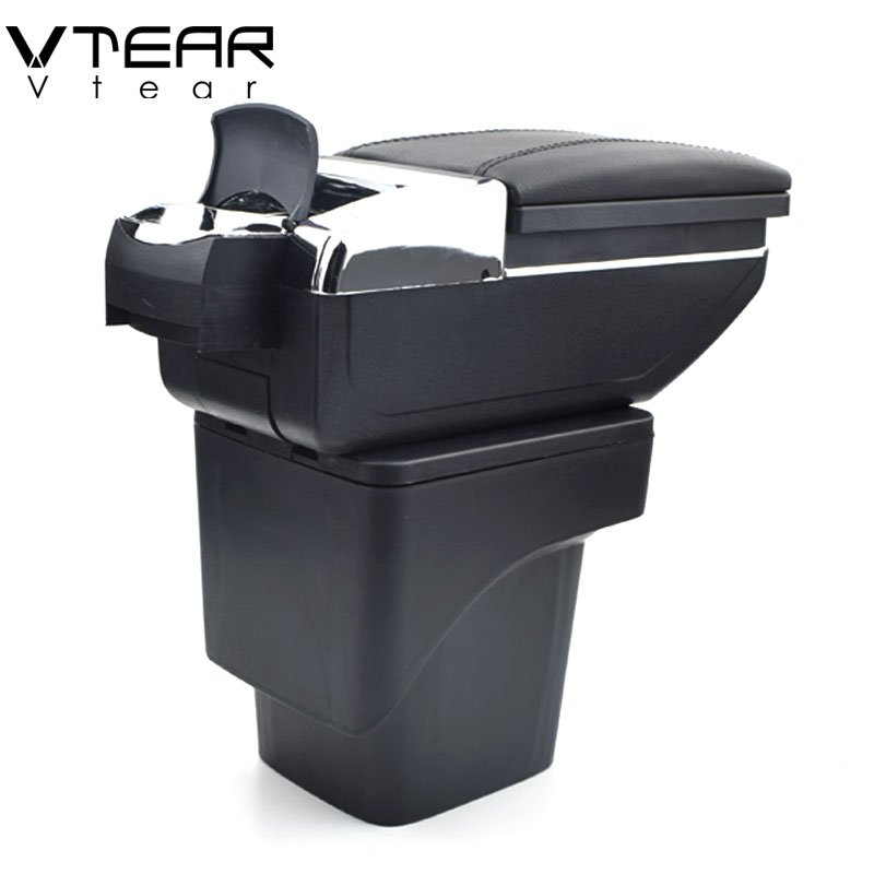 Vtear for Ford Focus 2 Armrest Leather Central Store Storage Box Red Thread Car-styling Interior ABS Arm Rest Accessories