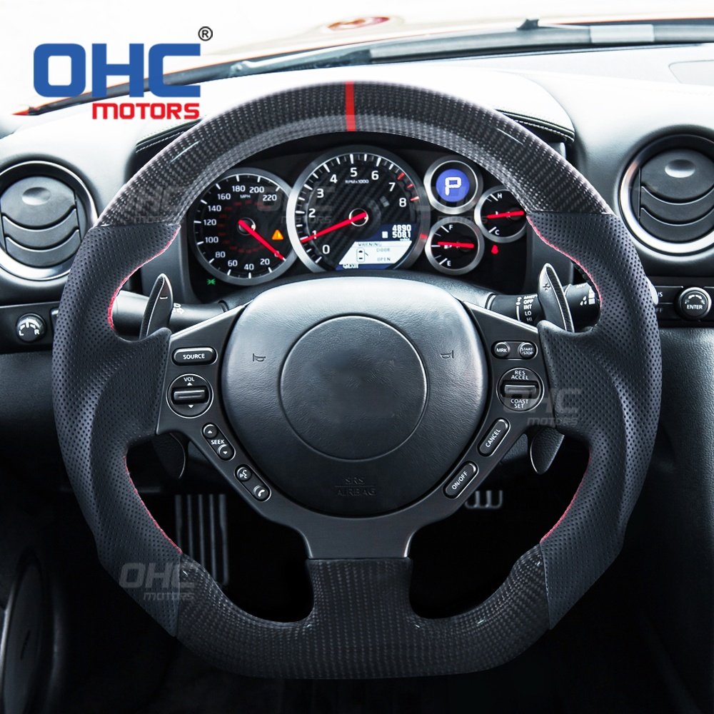 R35 100% Carbon Fiber Steering Wheel For Nissan GTR r35 R 35 Coupe Exhaust ohc motors steering wheels