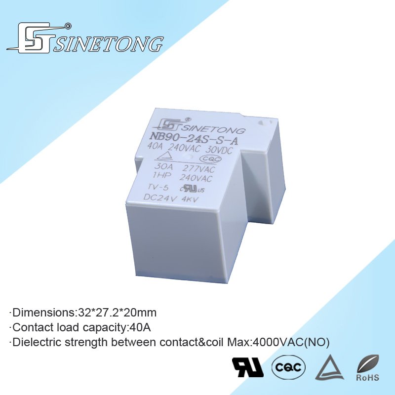 White Color NB90 24V Nomally Open 4 Pins Relay