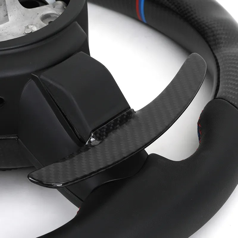 With M Trip Carbon Trim Paddle M Performance Half Leather Carbon LED Steering Wheel for BMW F10 F11 F20 F30 M4 F82 E60 E90 E92